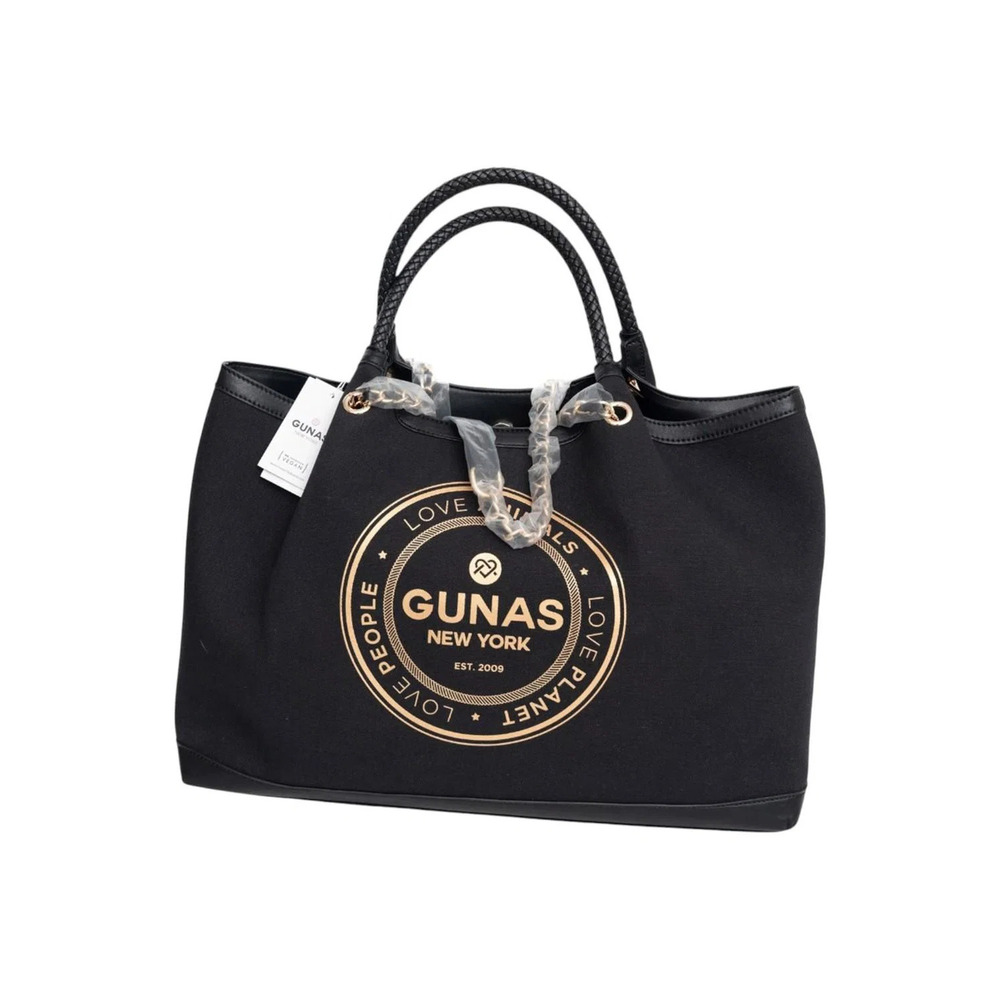 Gunas New York Canvas Double Handle Tote w/ Pouch Black